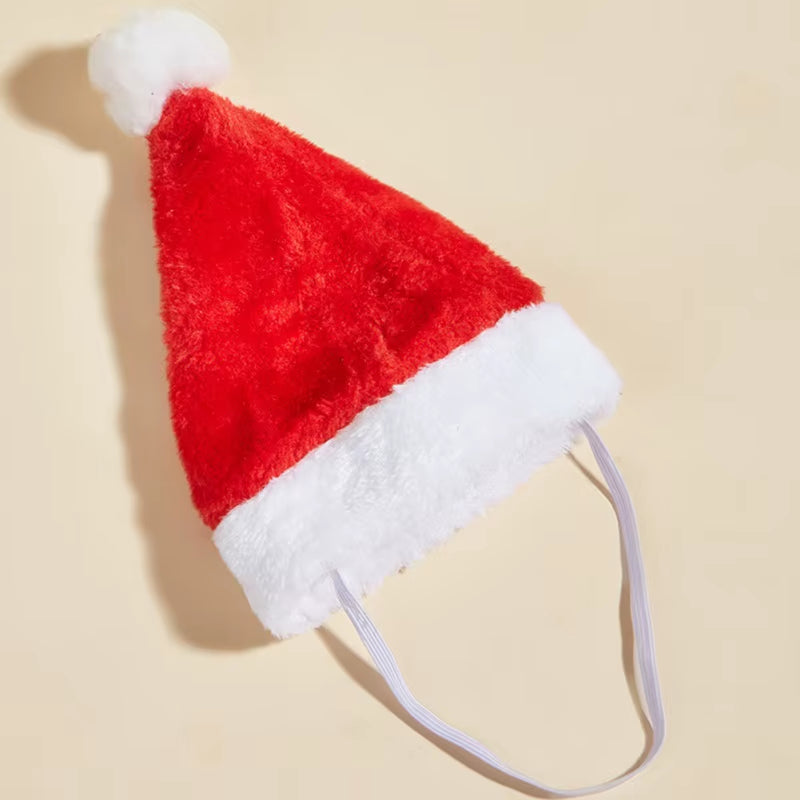 Christmas Pet Santa Hat Red Plush Soft Holiday Cap for Dogs and Cats Festive Party Costume Accessory Cute Photoshoot Decoration