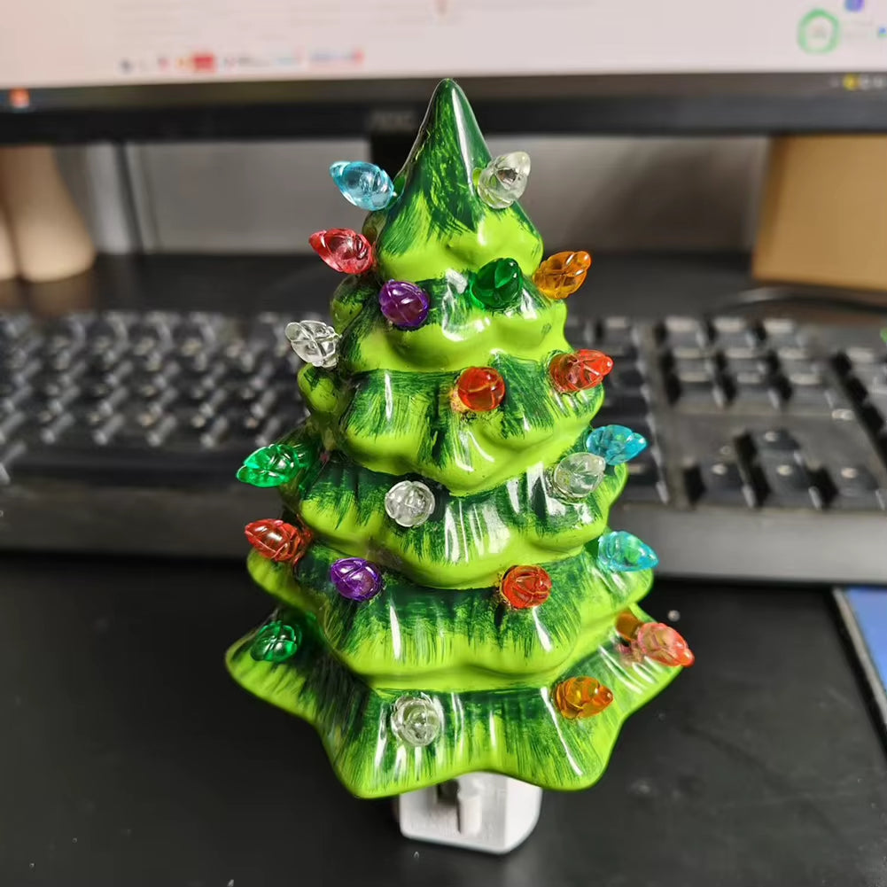 Christmas Tree Shaped Night Light Vintage Christmas Tree Nightlight Wall Plug in Adorable Energy Efficient LED Lamp US Plug