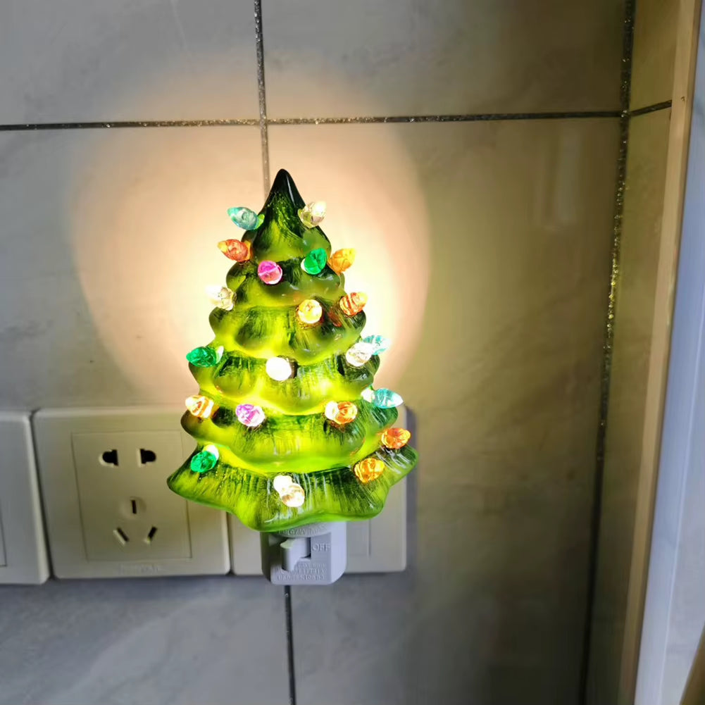 Christmas Tree Shaped Night Light Vintage Christmas Tree Nightlight Wall Plug in Adorable Energy Efficient LED Lamp US Plug